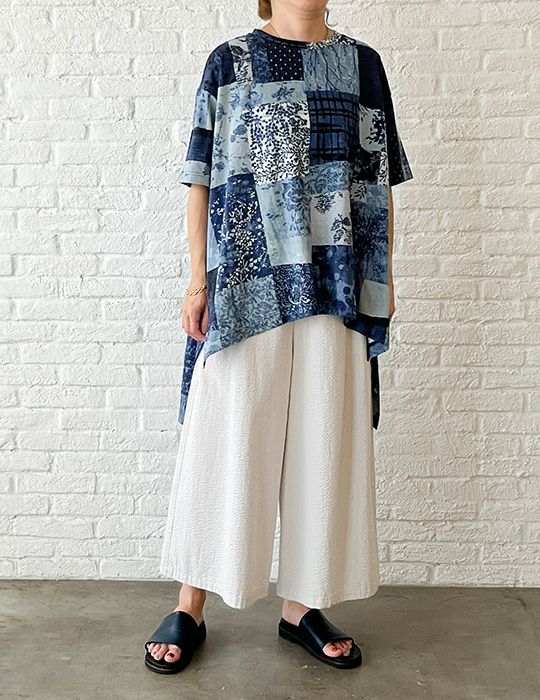 パドカレ チェックロングワンピース パッチワーク ウール ゆったり 白黒 pas de calais（パドカレ）通販 - HAPPY PLUS STORE