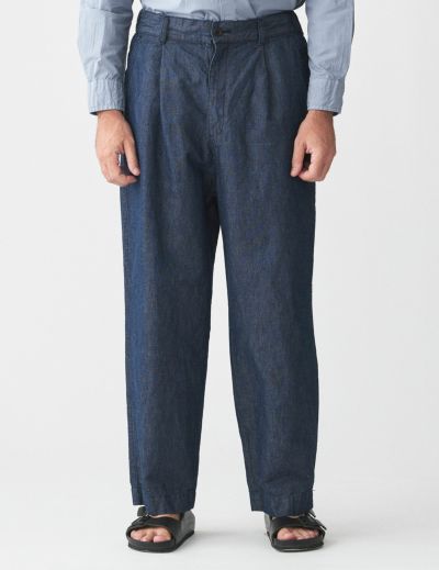【SALE 2BUY more 10%OFF】9oz CO/LIキャンバスデニム ワイドワンタックパンツ
