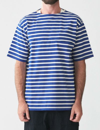 【SALE 2BUY more 10%OFF】天竺ボーダー 5分袖ボートネックプルオーバー