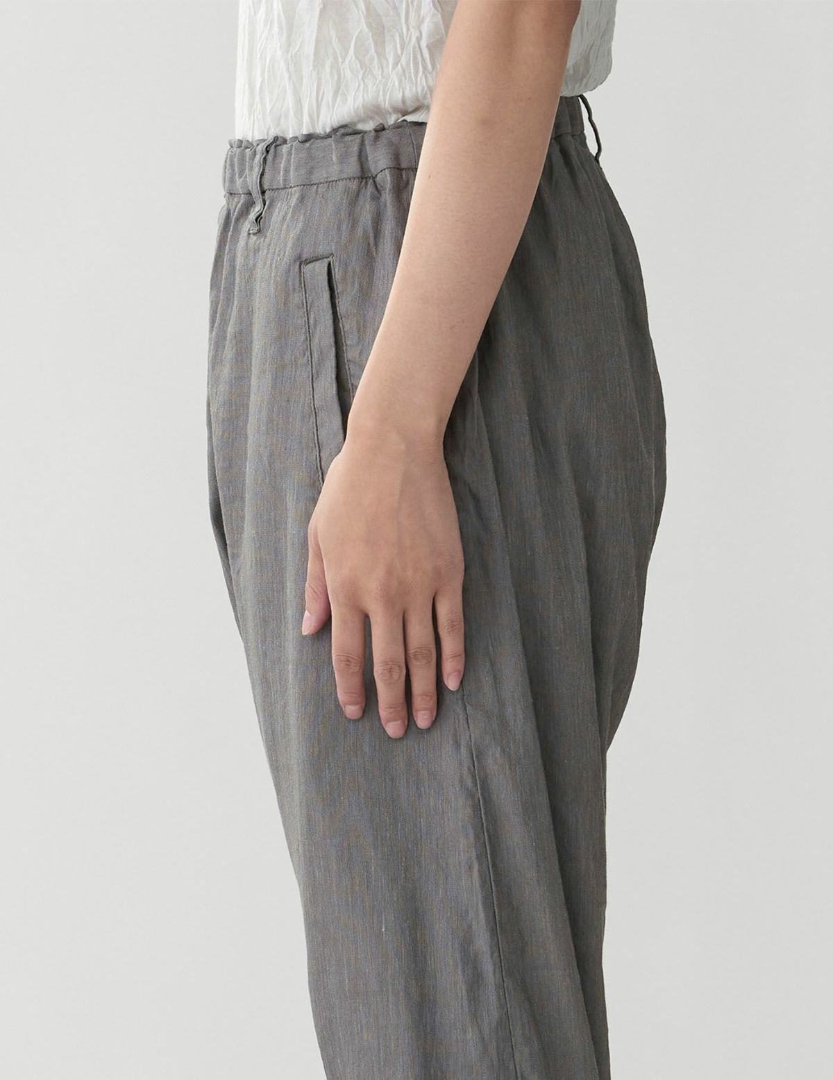 Pas de Calais 麻レーヨンストレッチ ルーズスキニーパンツ SALE】リネンレーヨンストレッチ ルーズスキニーパンツ