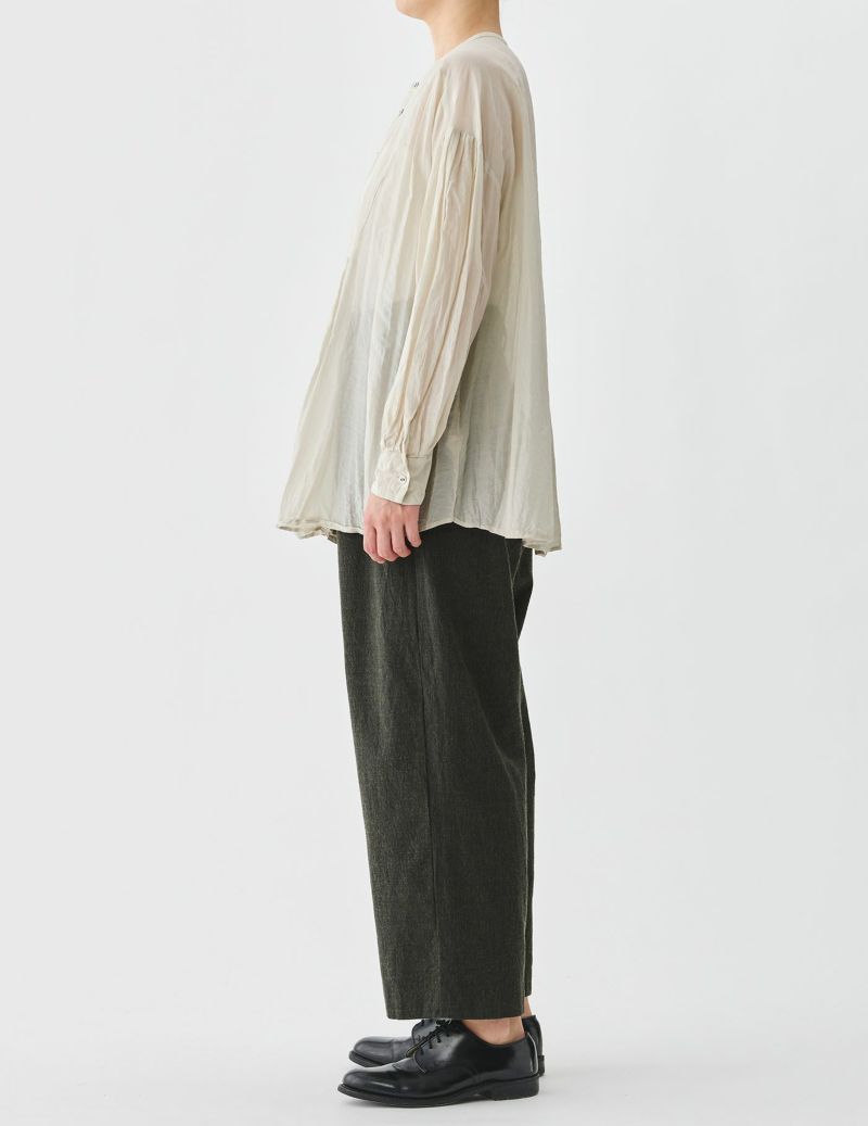 pas de calais パドカレ　綿シルクローンブラウス SALE】コットンシルクローンボタニカルダイ ボリュームブラウス