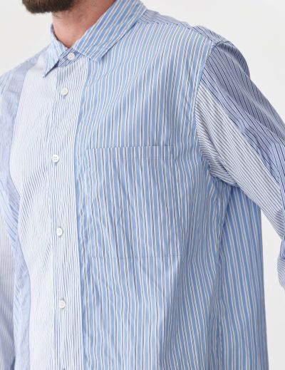 【SALE 2BUY more 10%OFF】THOMAS MASONストライプ パッチワークレギュラーカラーシャツ