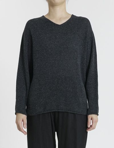 【SALE】シルクリネン ロングVネックプルオーバー