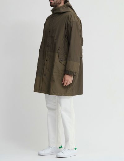 【W POINT】【SALE】NY/COタイプライターパッチワークフーデットコート