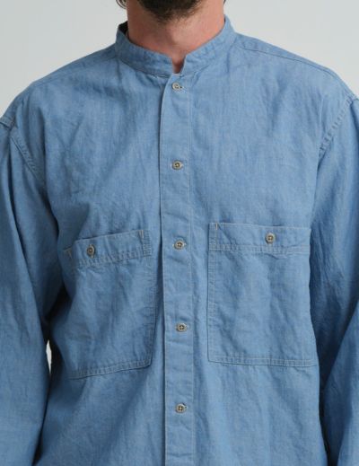【SALE 2BUY more 10%OFF】CO/LIシャンブレースタンドカラーシャツ