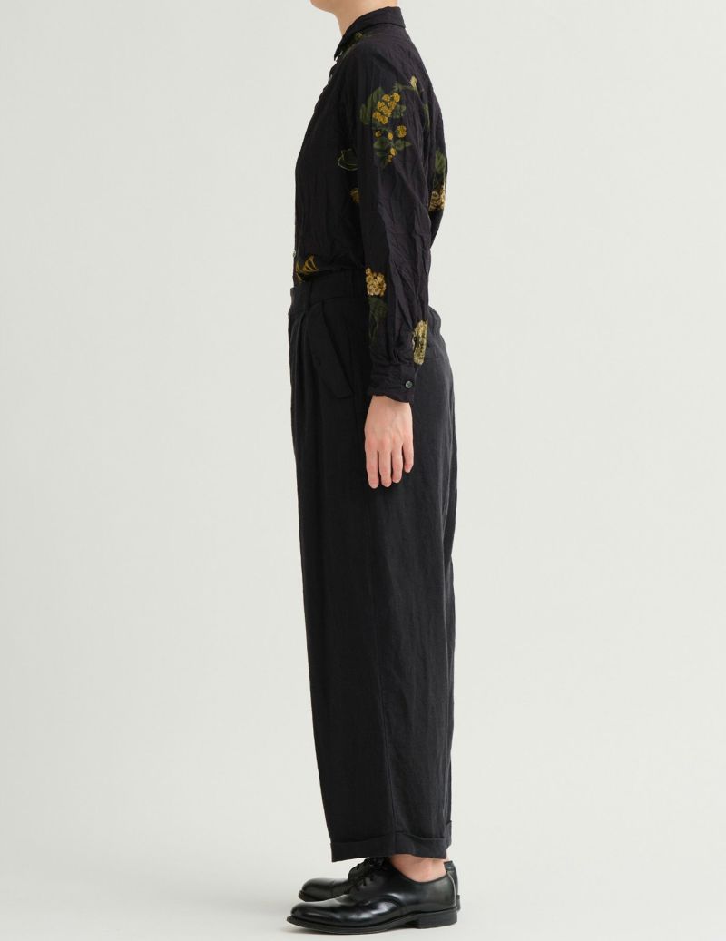 パドカレ　パンツ リネンレーヨンストレッチ テーパードパンツ | pas de calais