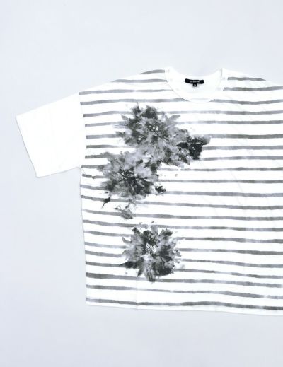 【W POINT】ダリア＆水模様プリント ワイドTシャツ