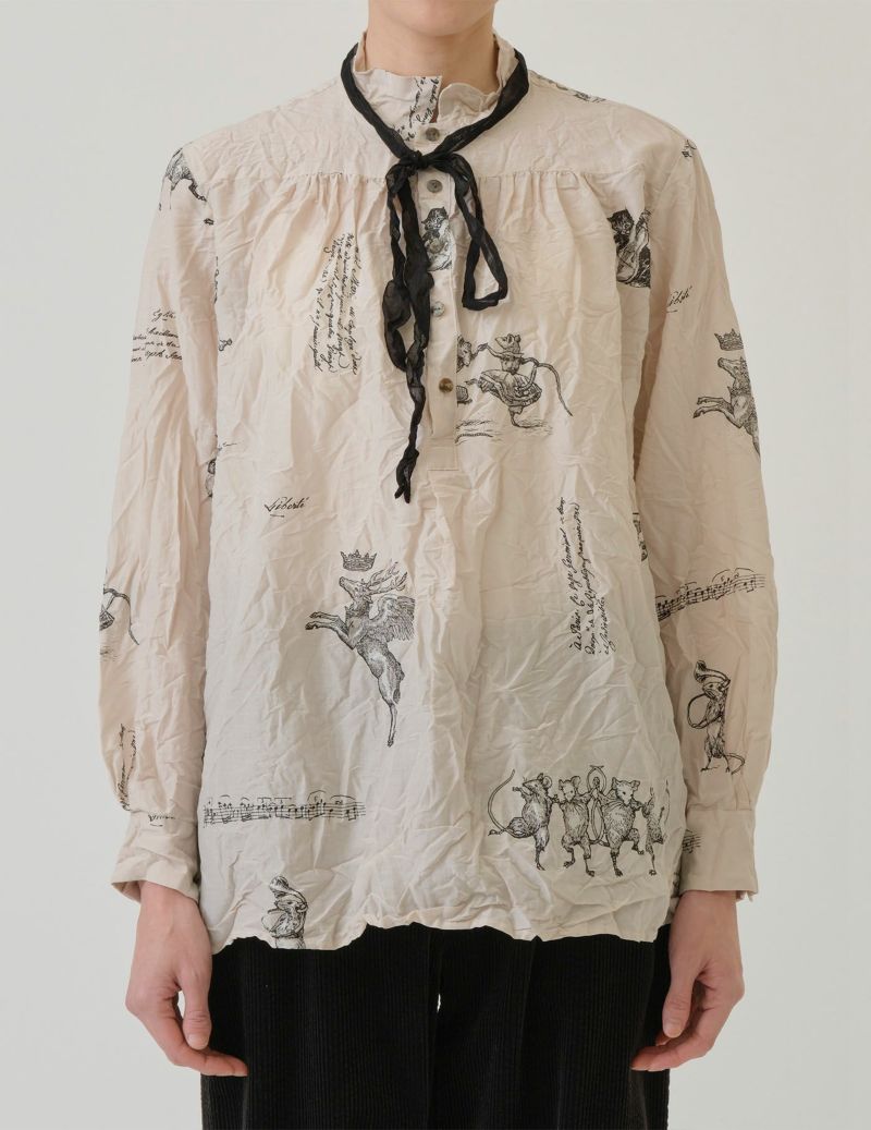 animal concertプリント ボウタイブラウス