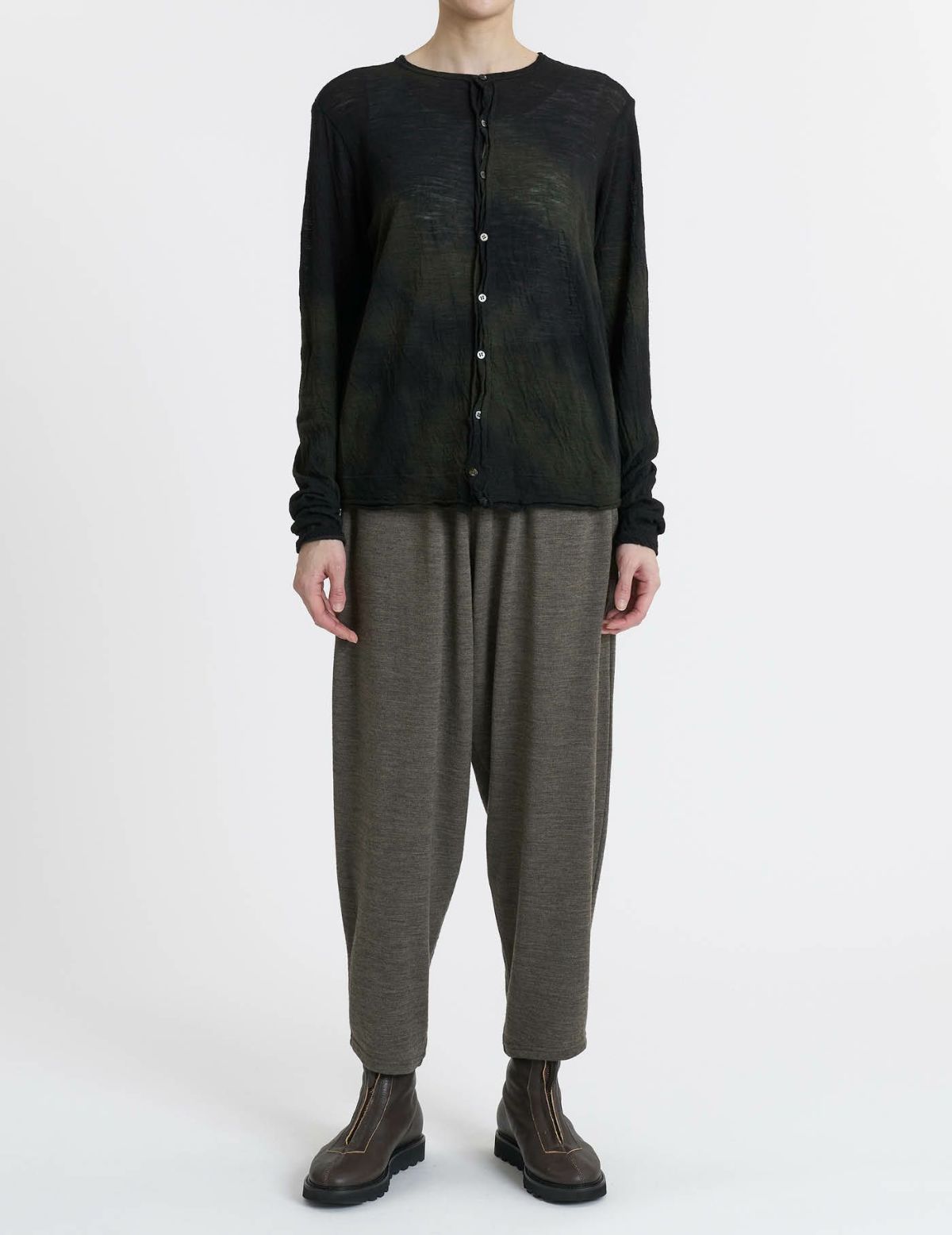 44 カーキ×ブラウンムラ染