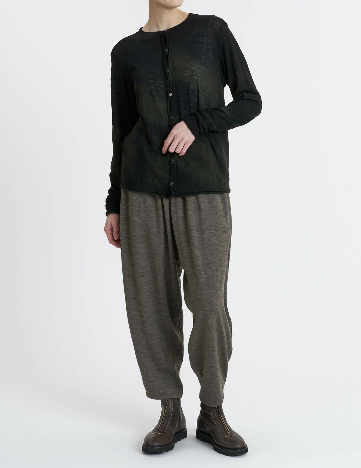 44 カーキ×ブラウンムラ染