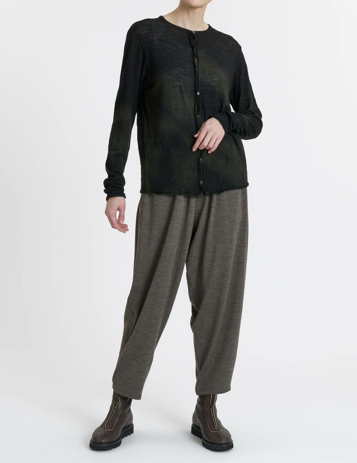 44 カーキ×ブラウンムラ染