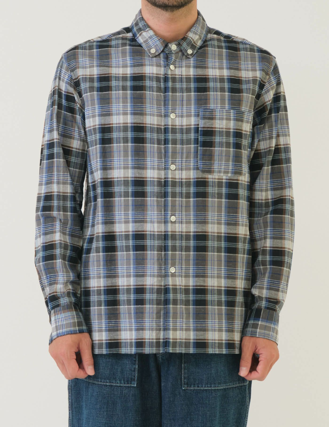 CO/LIマドラスチェックショートポイントBDカラーシャツ