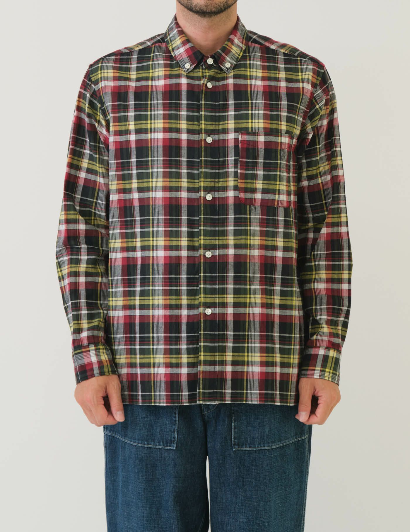 CO/LIマドラスチェックショートポイントBDカラーシャツ